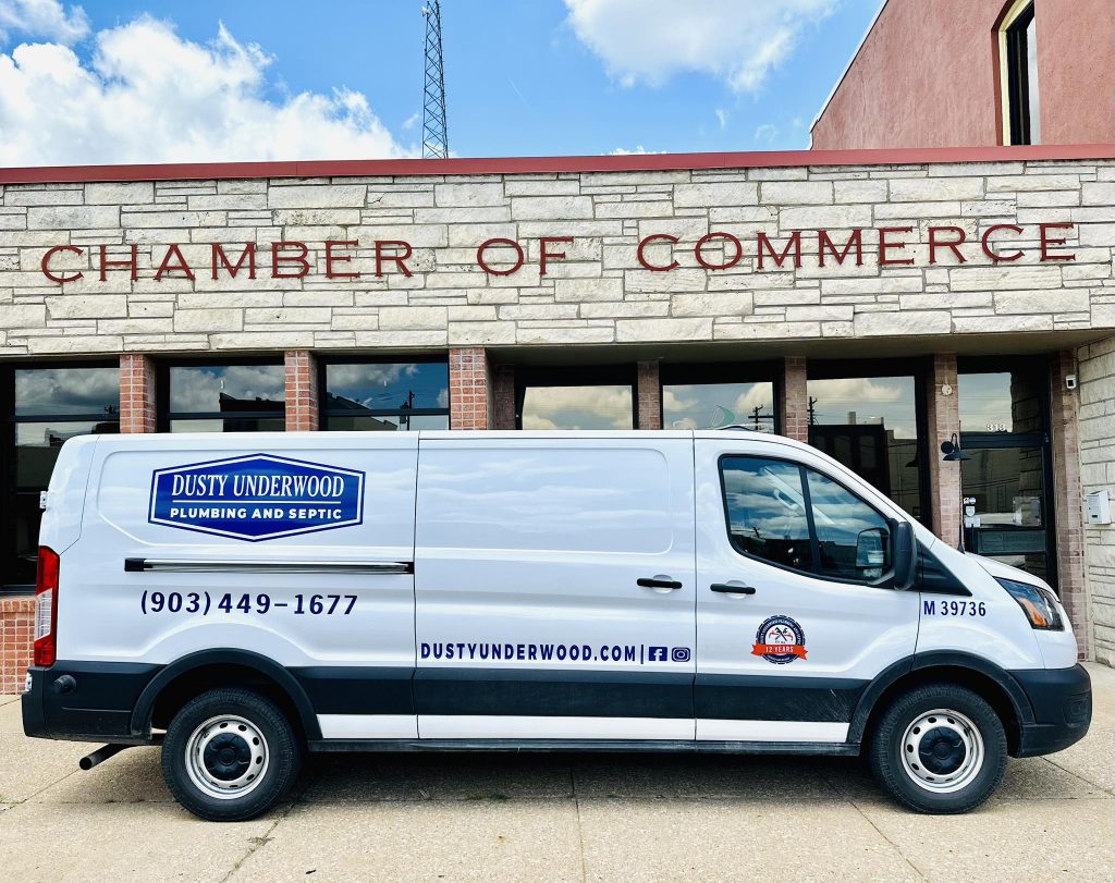 A Dusty Underwood Plumbing and Septic Van at the Denison Chamber of Commerce